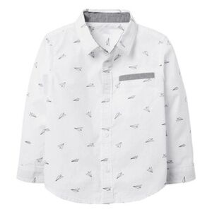 Gymboree Boy’s Button Down Oxford Shirt Paper Airplanes Size 3T